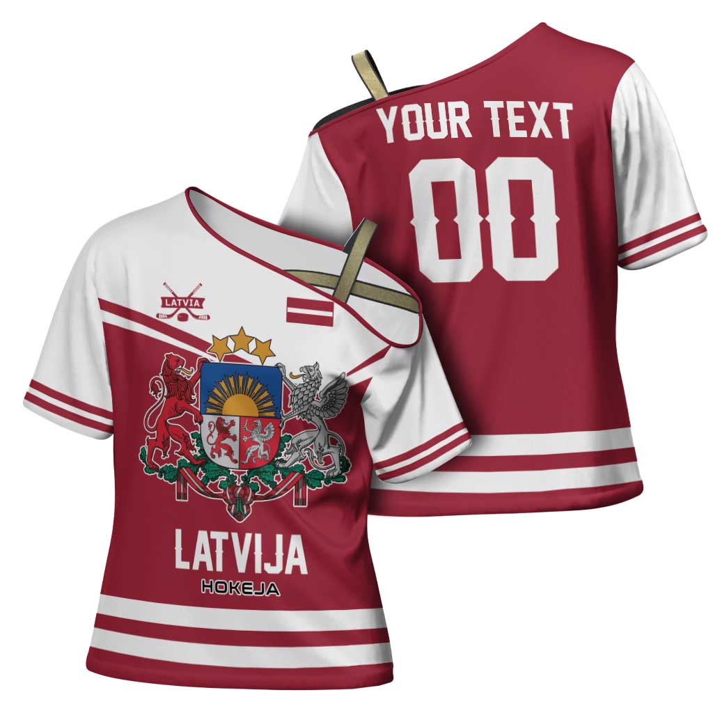 Custom Hockey 2026 Latvia Cross Shoulder Shirt Latvians Go Champions