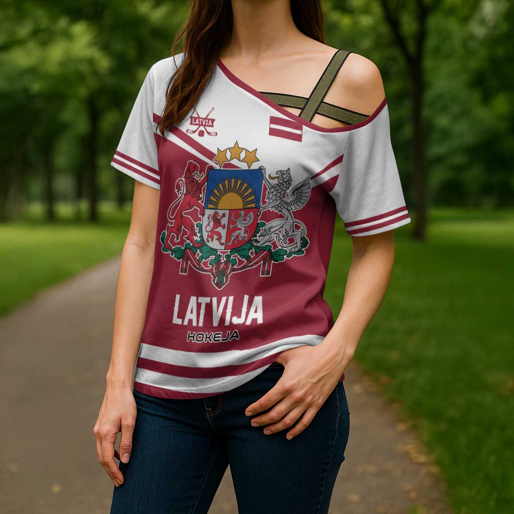 Custom Hockey 2026 Latvia Cross Shoulder Shirt Latvians Go Champions