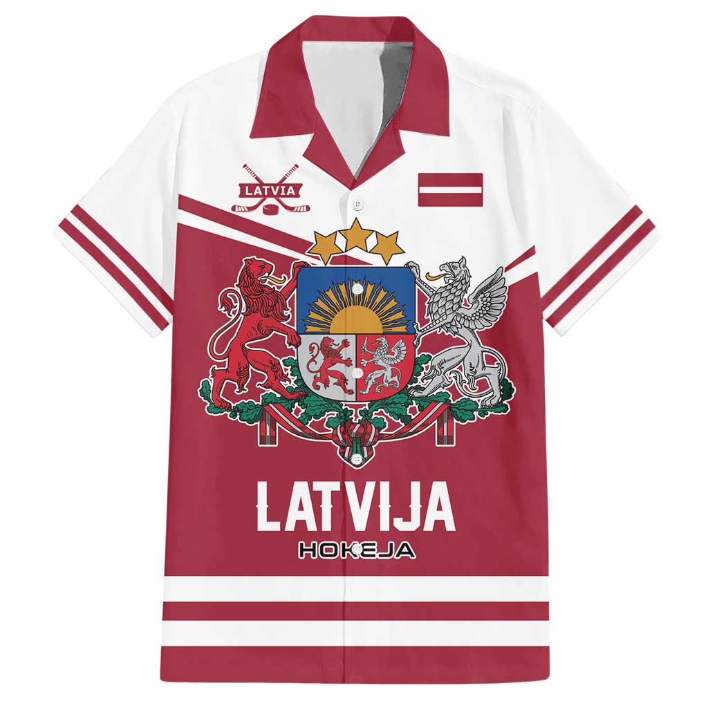 Custom Hockey 2026 Latvia Hawaiian Shirt Latvians Go Champions