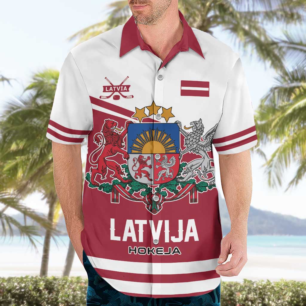 Custom Hockey 2026 Latvia Hawaiian Shirt Latvians Go Champions