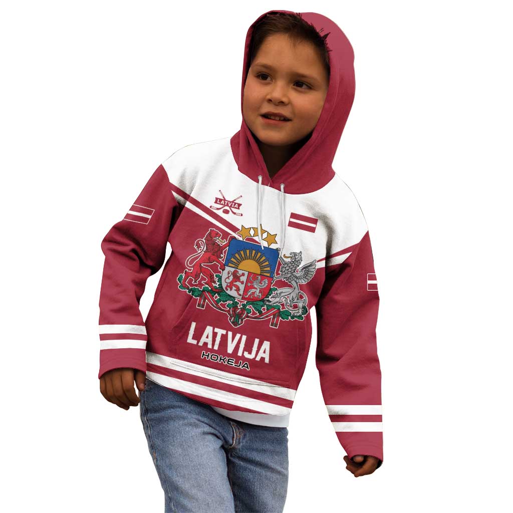 Custom Hockey 2026 Latvia Kid Hoodie Latvians Go Champions