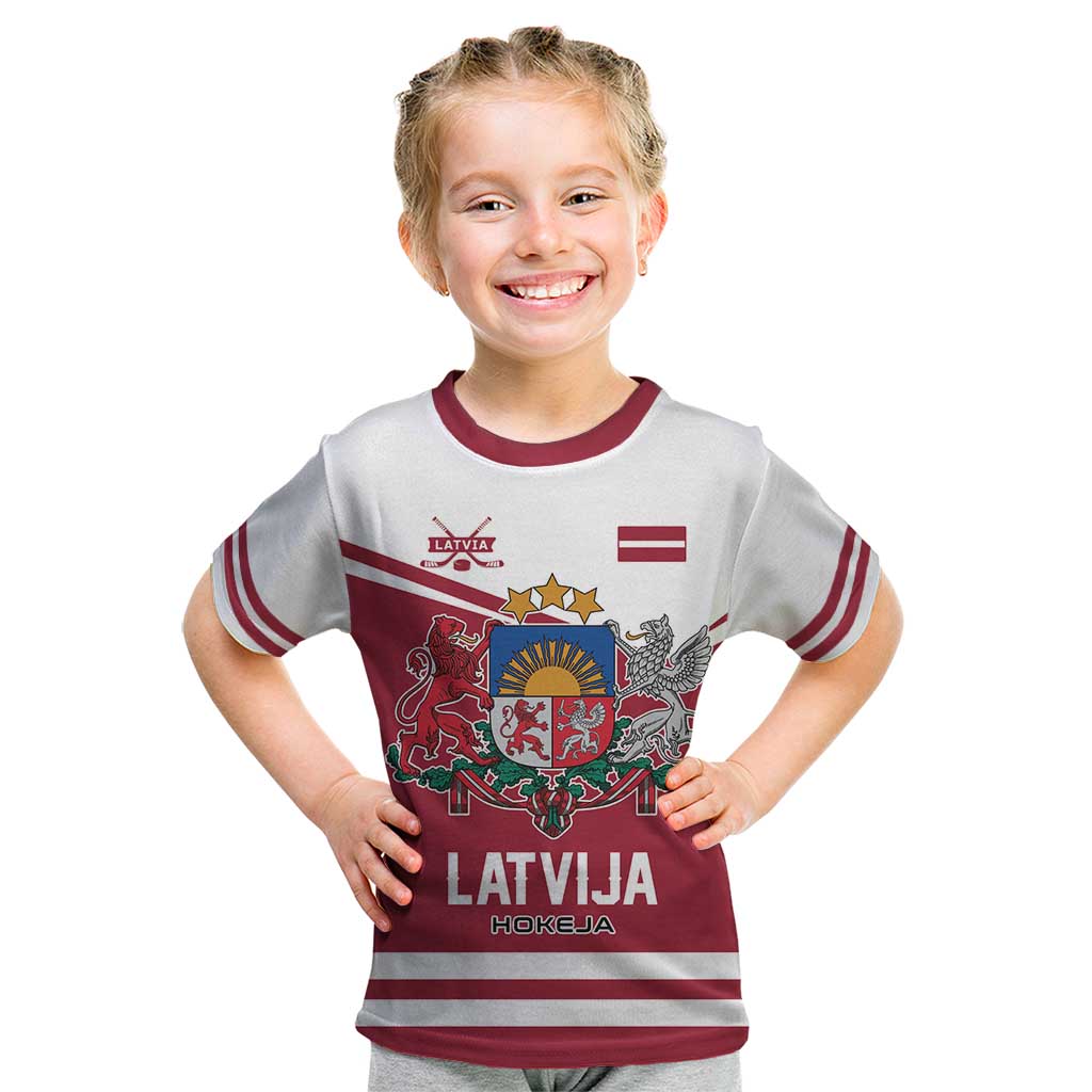 Custom Hockey 2026 Latvia Kid T Shirt Latvians Go Champions