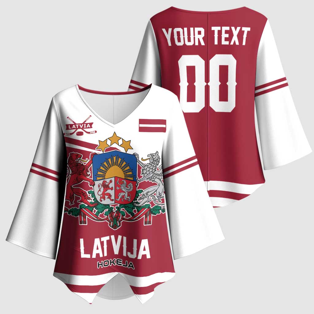 Custom Hockey 2026 Latvia Kimono Sleeve Blouse Latvians Go Champions