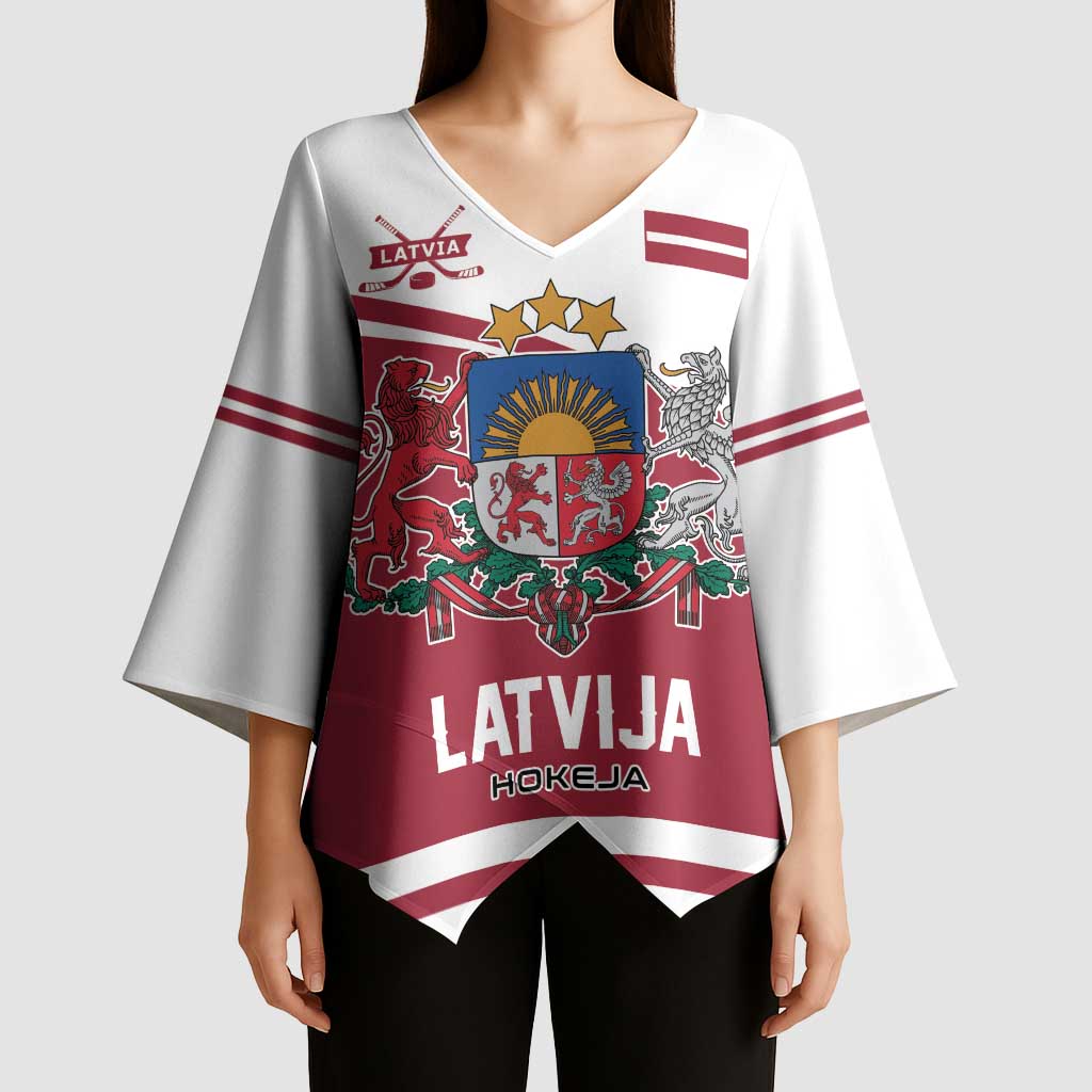 Custom Hockey 2026 Latvia Kimono Sleeve Blouse Latvians Go Champions