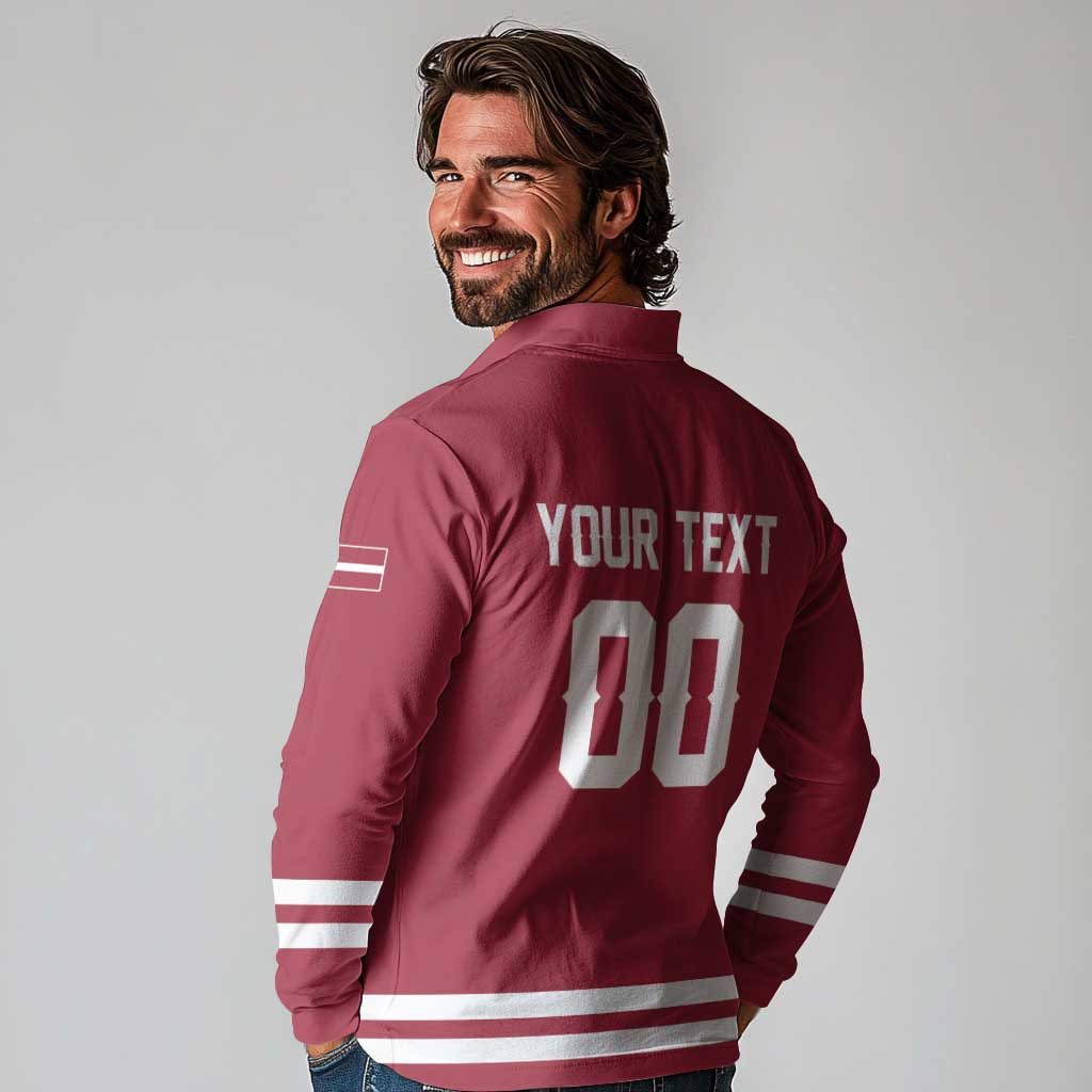 Custom Hockey 2026 Latvia Long Sleeve Polo Shirt Latvians Go Champions