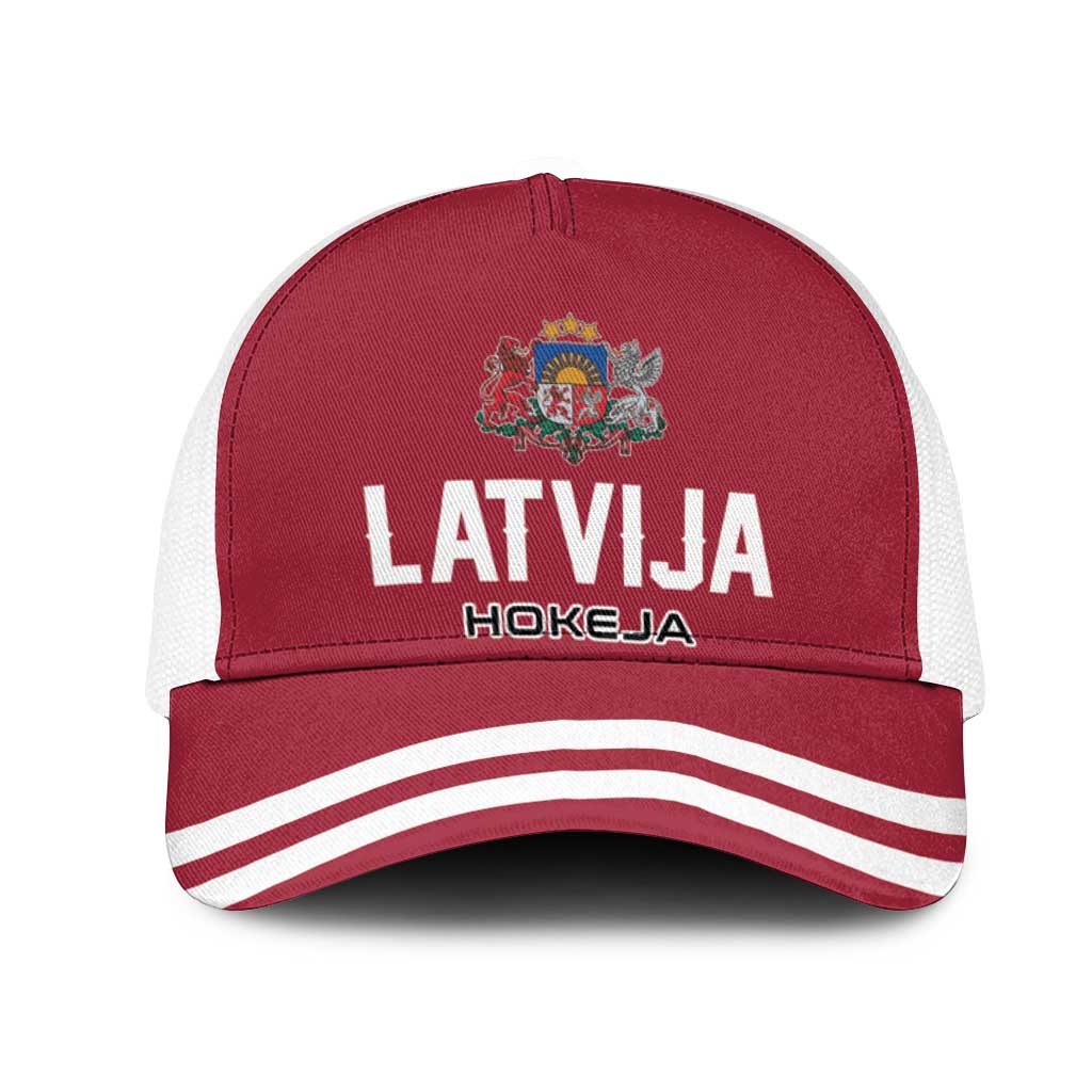 Hockey 2026 Latvia Mesh Trucker Cap Latvians Go Champions
