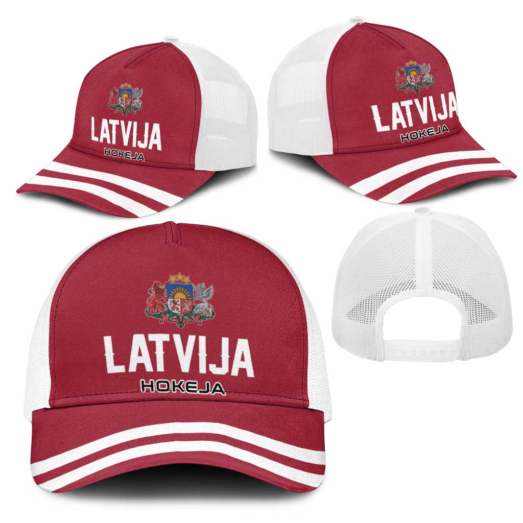 Hockey 2026 Latvia Mesh Trucker Cap Latvians Go Champions