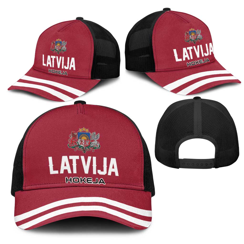 Hockey 2026 Latvia Mesh Trucker Cap Latvians Go Champions
