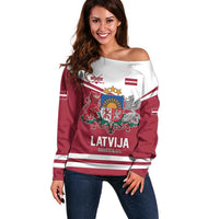 Custom Hockey 2026 Latvia Off Shoulder Sweater Latvians Go Champions