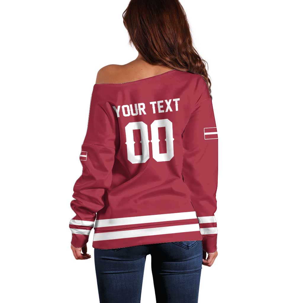 Custom Hockey 2026 Latvia Off Shoulder Sweater Latvians Go Champions
