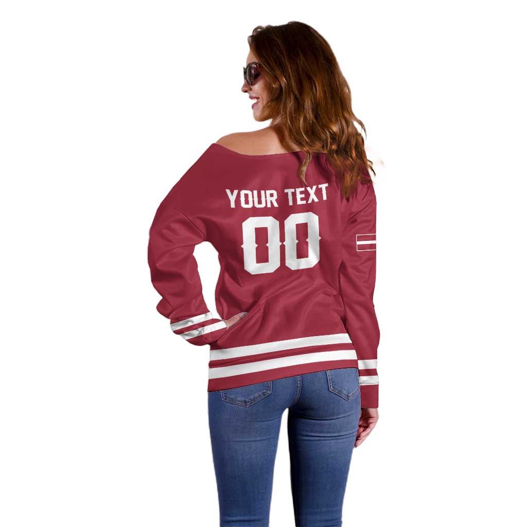 Custom Hockey 2026 Latvia Off Shoulder Sweater Latvians Go Champions