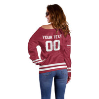 Custom Hockey 2026 Latvia Off Shoulder Sweater Latvians Go Champions