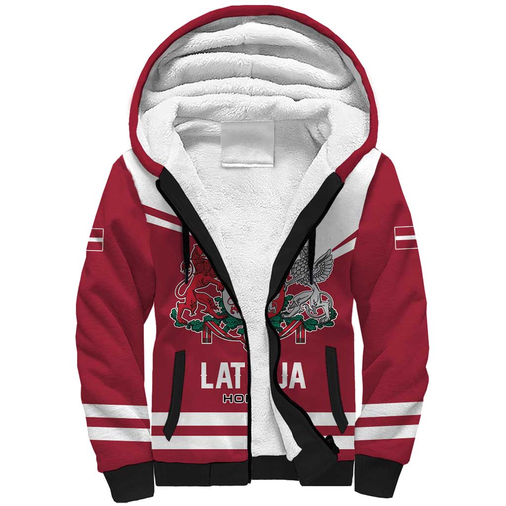 Custom Hockey 2026 Latvia Sherpa Hoodie Latvians Go Champions