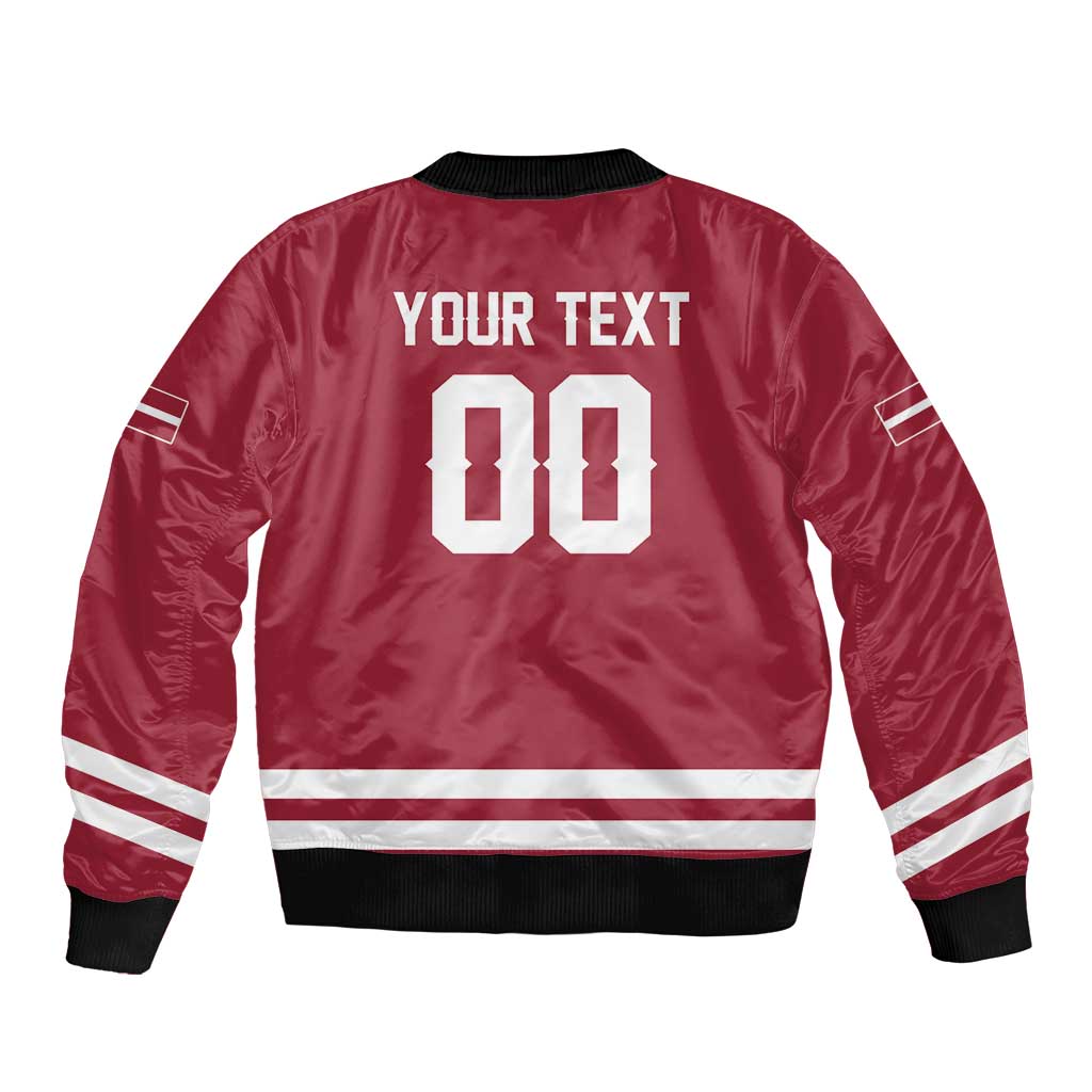 Custom Hockey 2026 Latvia Sleeve Zip Bomber Jacket Latvians Go Champions