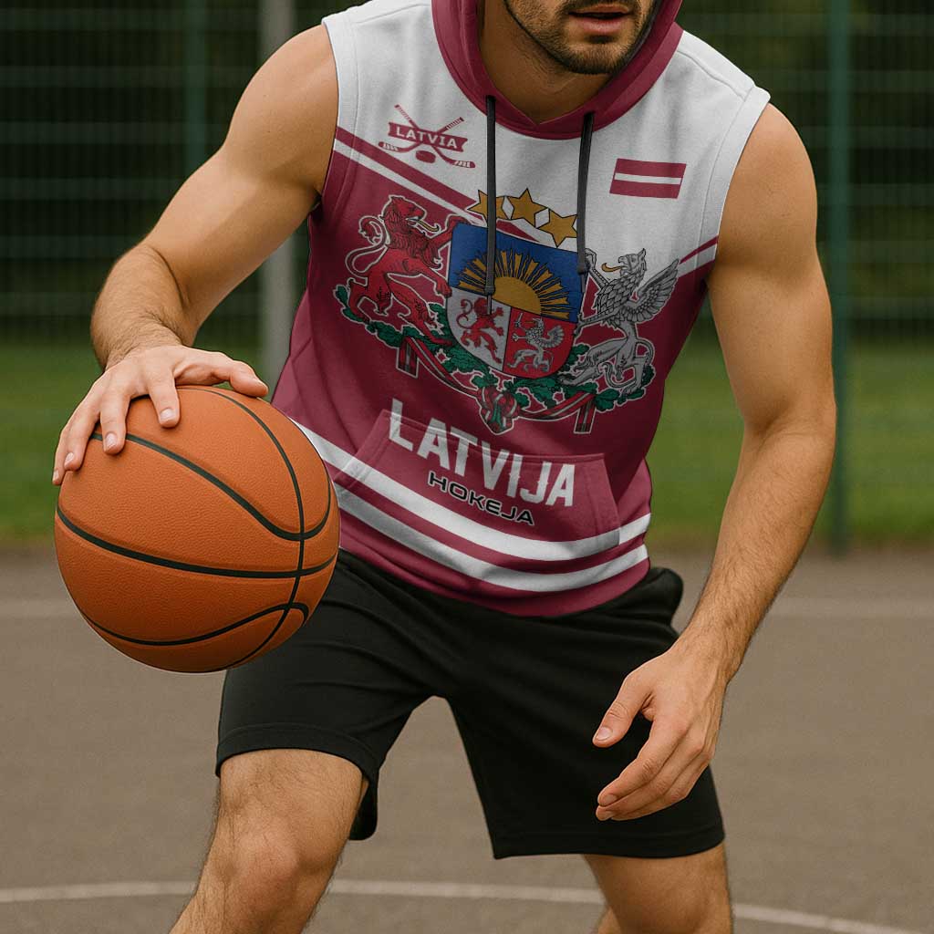 Custom Hockey 2026 Latvia Sleeveless Hoodie Latvians Go Champions