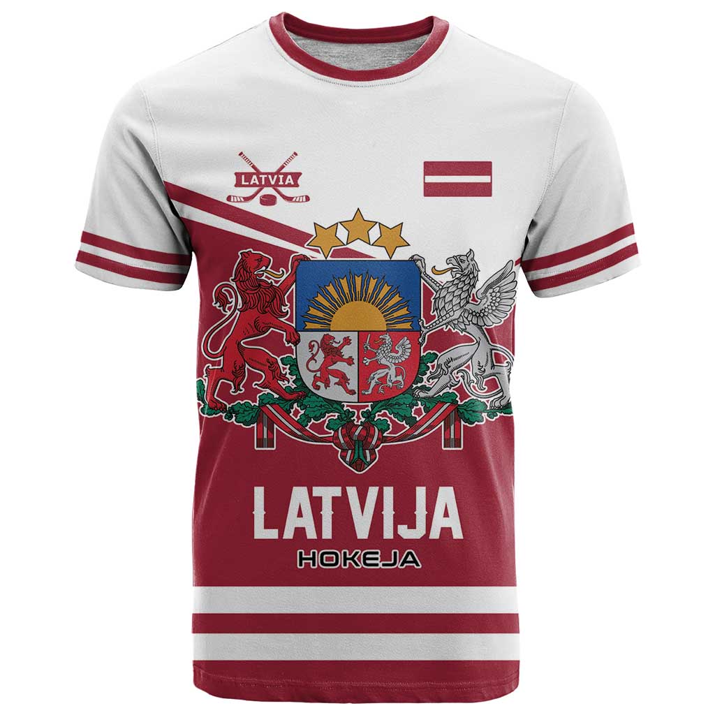 Custom Hockey 2026 Latvia T Shirt Latvians Go Champions