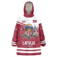 Custom Hockey 2026 Latvia Wearable Blanket Hoodie Latvians Go Champions