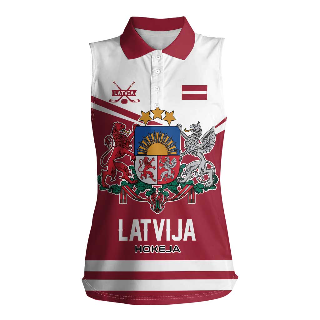 Custom Hockey 2026 Latvia Women Sleeveless Polo Shirt Latvians Go Champions
