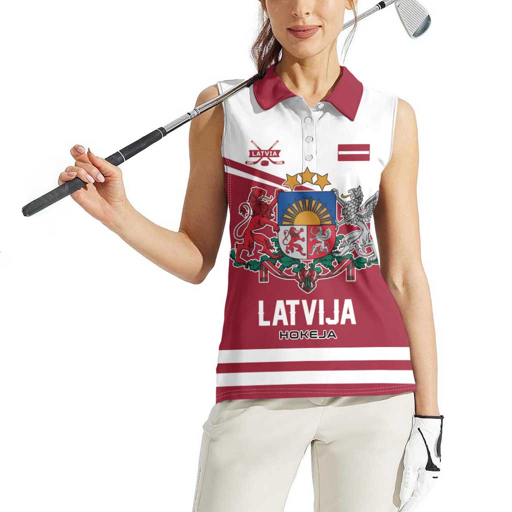 Custom Hockey 2026 Latvia Women Sleeveless Polo Shirt Latvians Go Champions
