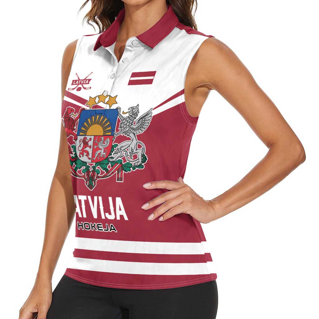 Custom Hockey 2026 Latvia Women Sleeveless Polo Shirt Latvians Go Champions