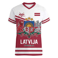 Custom Hockey 2026 Latvia Women V-Neck T-Shirt Latvians Go Champions