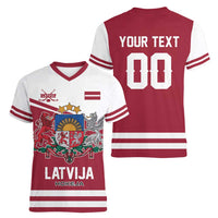 Custom Hockey 2026 Latvia Women V-Neck T-Shirt Latvians Go Champions