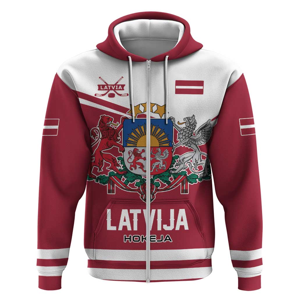 Custom Hockey 2026 Latvia Zip Hoodie Latvians Go Champions