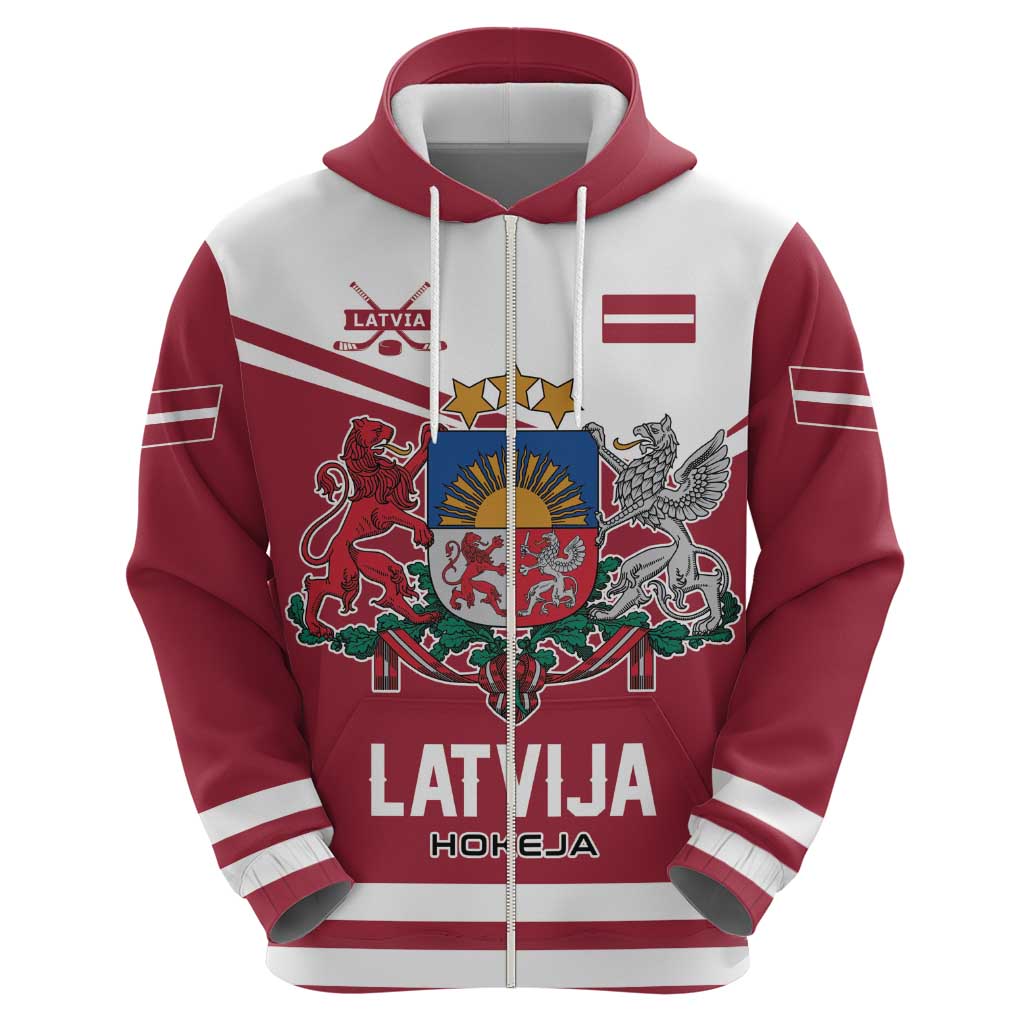 Custom Hockey 2026 Latvia Zip Hoodie Latvians Go Champions