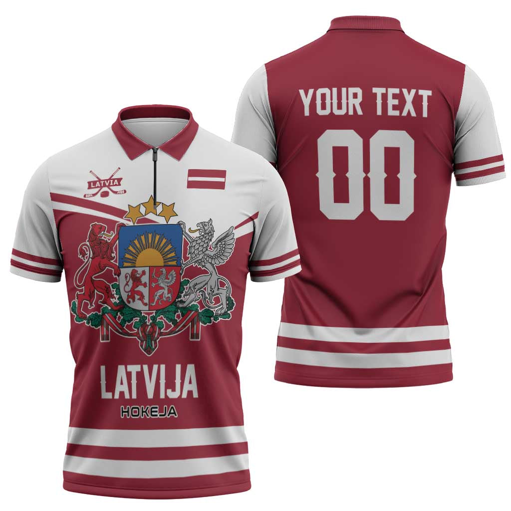 Custom Hockey 2026 Latvia Zipper Polo Shirt Latvians Go Champions
