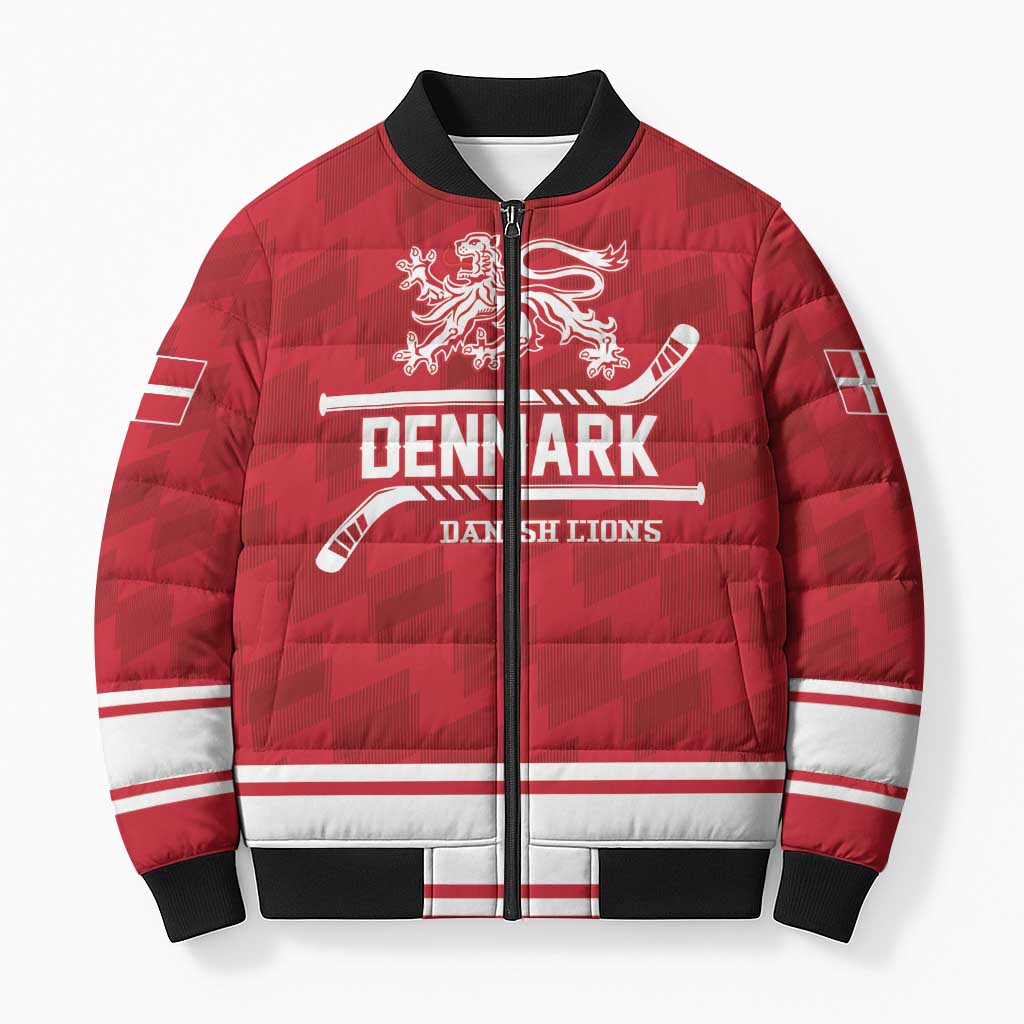 Custom Hockey 2026 Denmark Bomber Puffer Jacket Danish Lions Go Champions