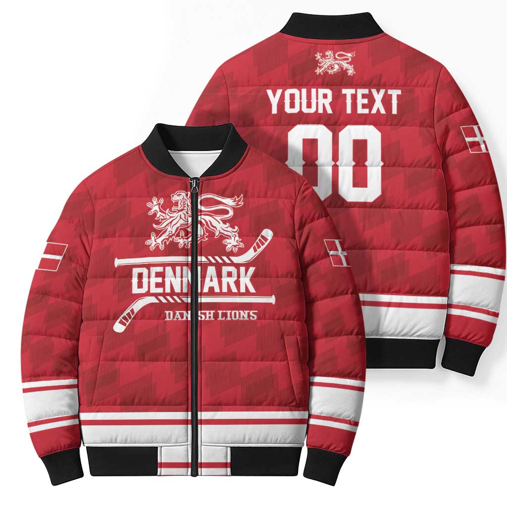 Custom Hockey 2026 Denmark Bomber Puffer Jacket Danish Lions Go Champions