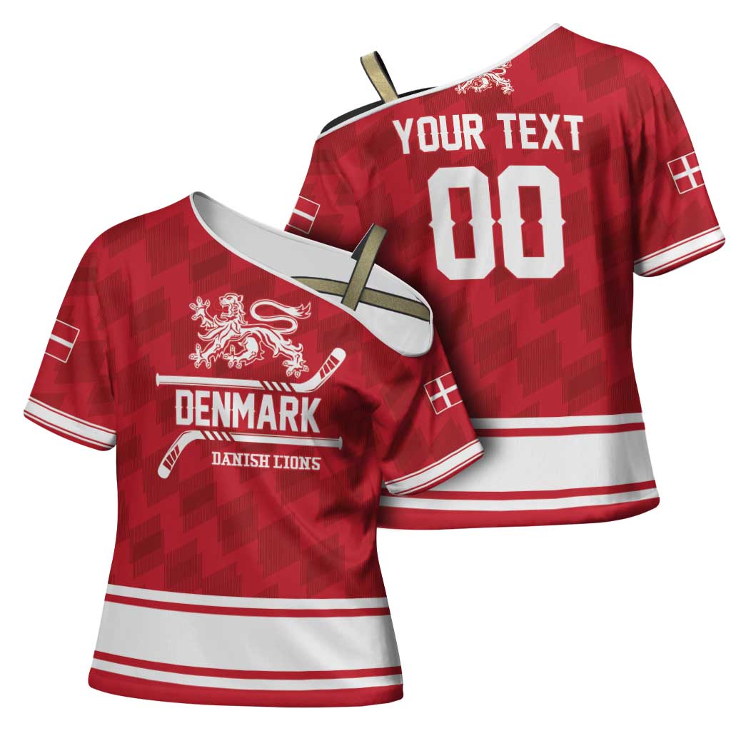Custom Hockey 2026 Denmark Cross Shoulder Shirt Danish Lions Go Champions