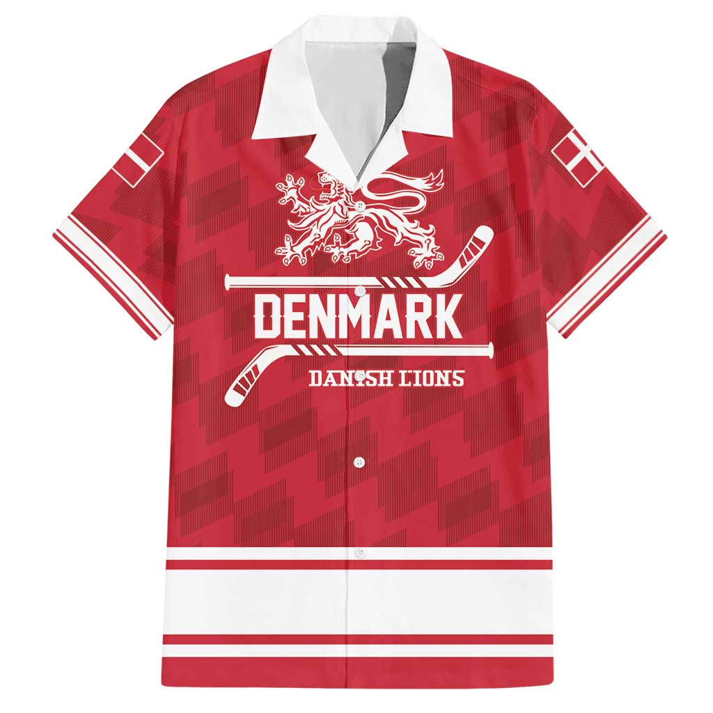 Custom Hockey 2026 Denmark Hawaiian Shirt Danish Lions Go Champions
