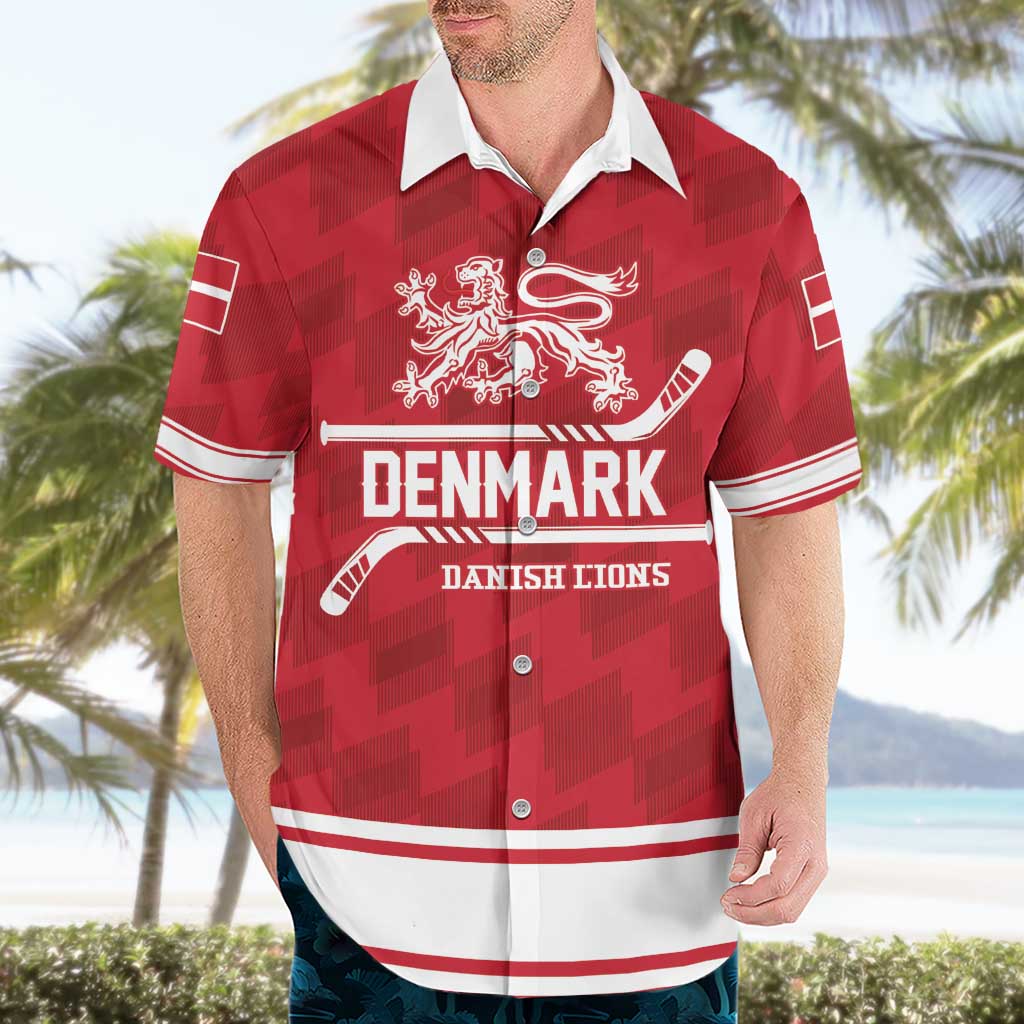 Custom Hockey 2026 Denmark Hawaiian Shirt Danish Lions Go Champions