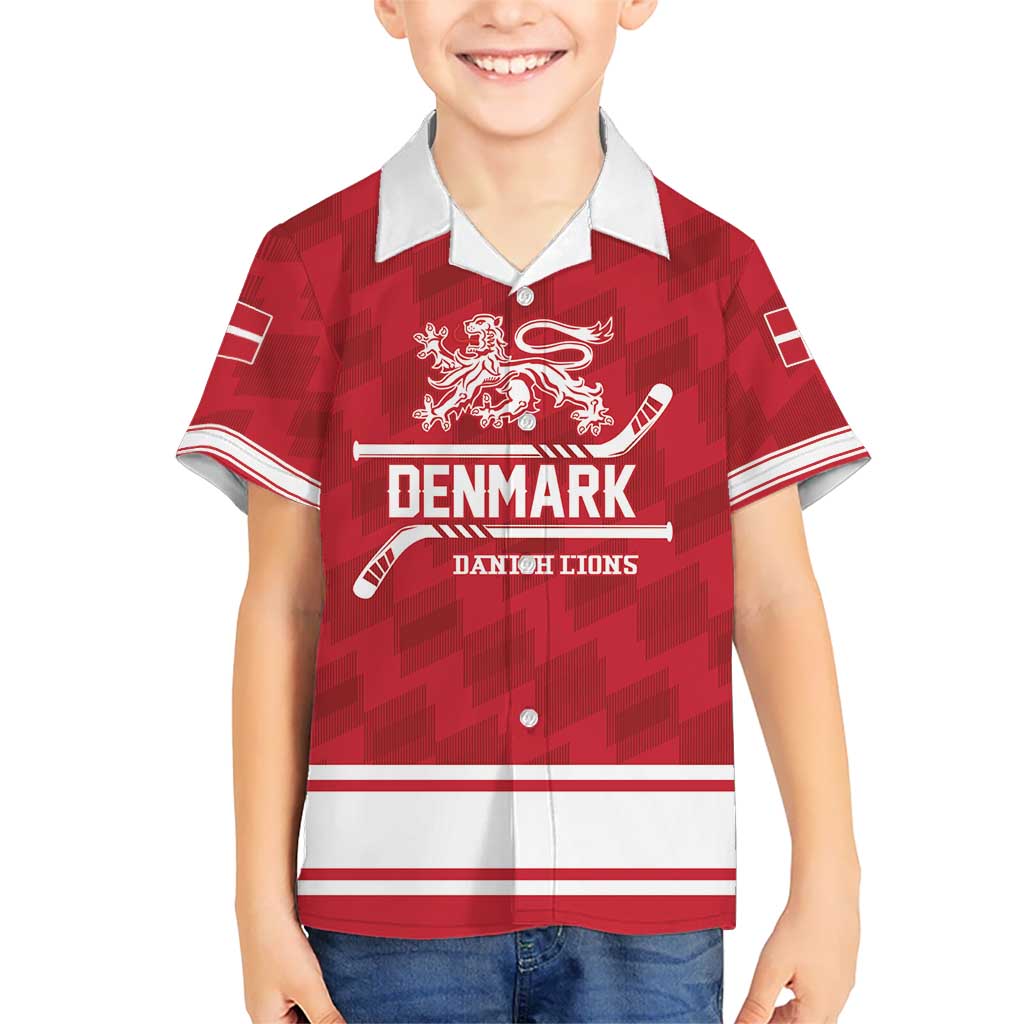 Custom Hockey 2026 Denmark Kid Hawaiian Shirt Danish Lions Go Champions