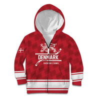 Custom Hockey 2026 Denmark Kid Hoodie Danish Lions Go Champions