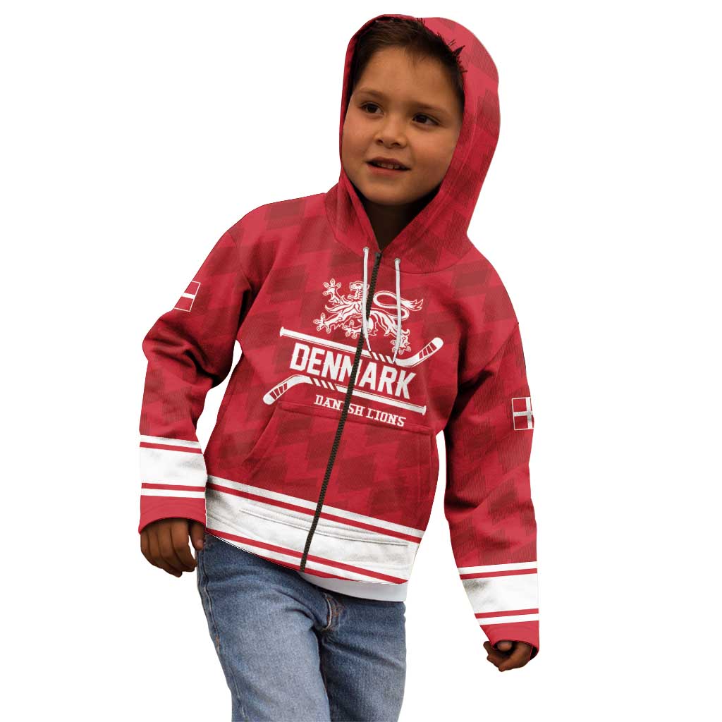 Custom Hockey 2026 Denmark Kid Hoodie Danish Lions Go Champions