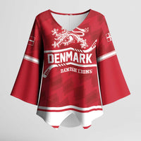 Custom Hockey 2026 Denmark Kimono Sleeve Blouse Danish Lions Go Champions