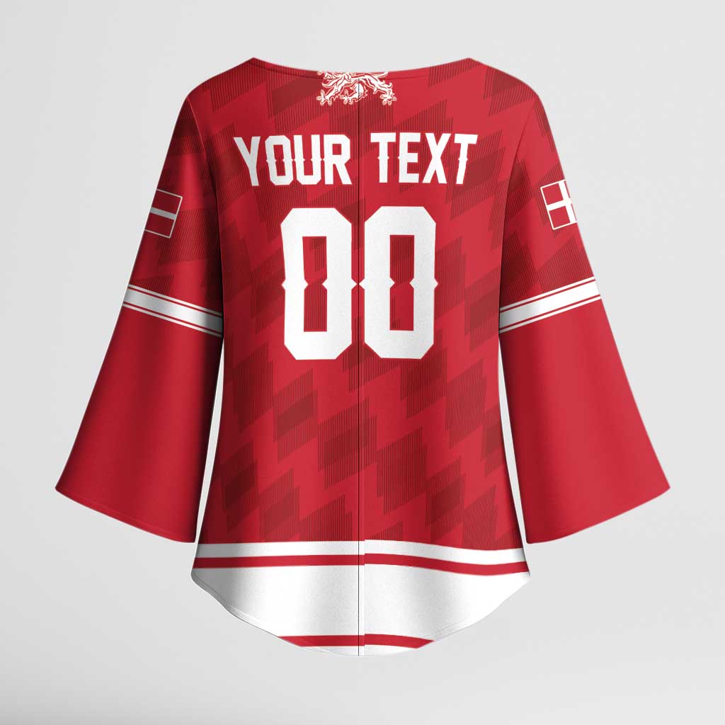 Custom Hockey 2026 Denmark Kimono Sleeve Blouse Danish Lions Go Champions