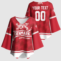Custom Hockey 2026 Denmark Kimono Sleeve Blouse Danish Lions Go Champions