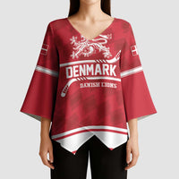 Custom Hockey 2026 Denmark Kimono Sleeve Blouse Danish Lions Go Champions