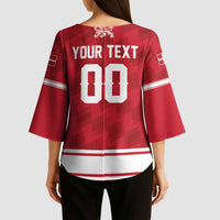 Custom Hockey 2026 Denmark Kimono Sleeve Blouse Danish Lions Go Champions