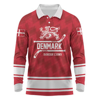 Custom Hockey 2026 Denmark Long Sleeve Polo Shirt Danish Lions Go Champions
