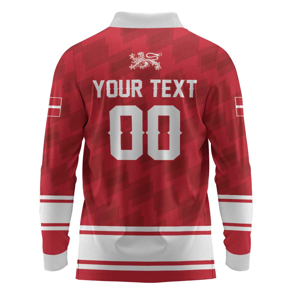 Custom Hockey 2026 Denmark Long Sleeve Polo Shirt Danish Lions Go Champions