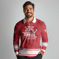 Custom Hockey 2026 Denmark Long Sleeve Polo Shirt Danish Lions Go Champions