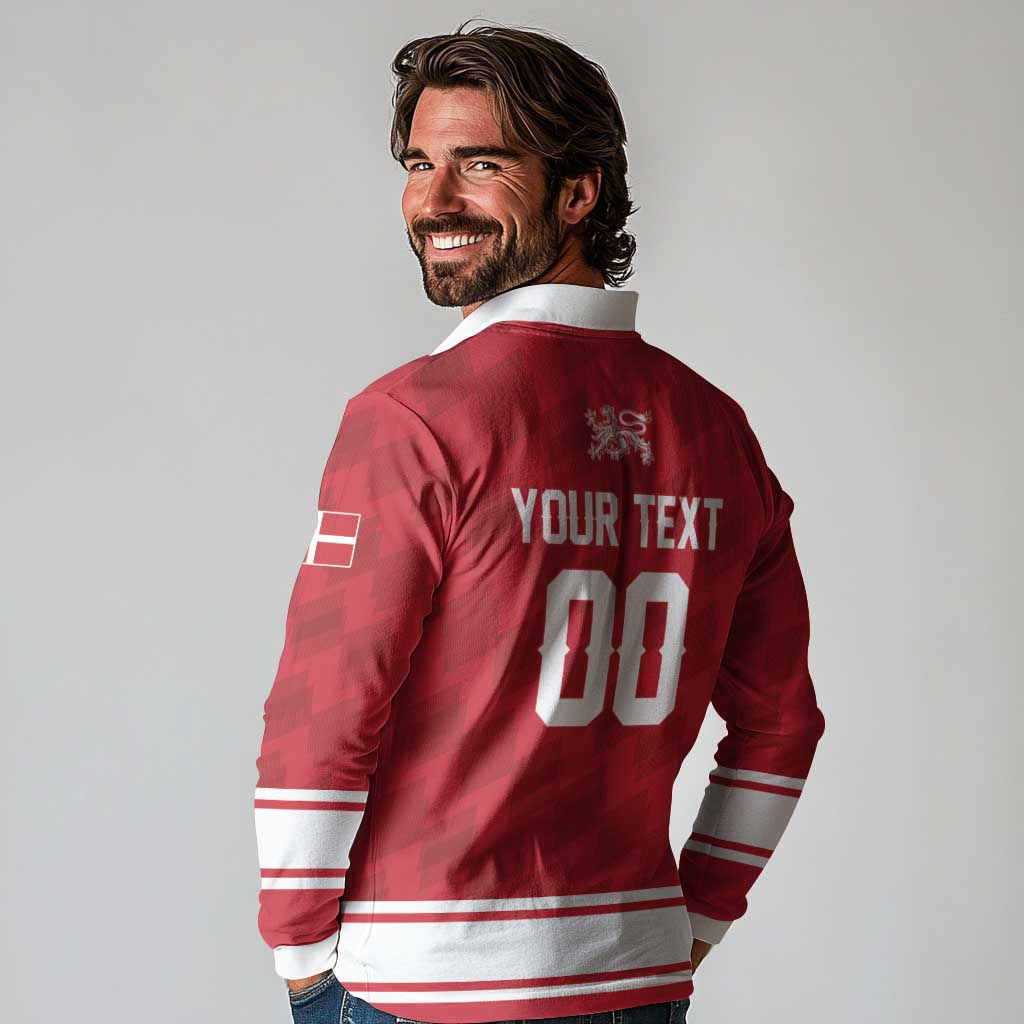 Custom Hockey 2026 Denmark Long Sleeve Polo Shirt Danish Lions Go Champions
