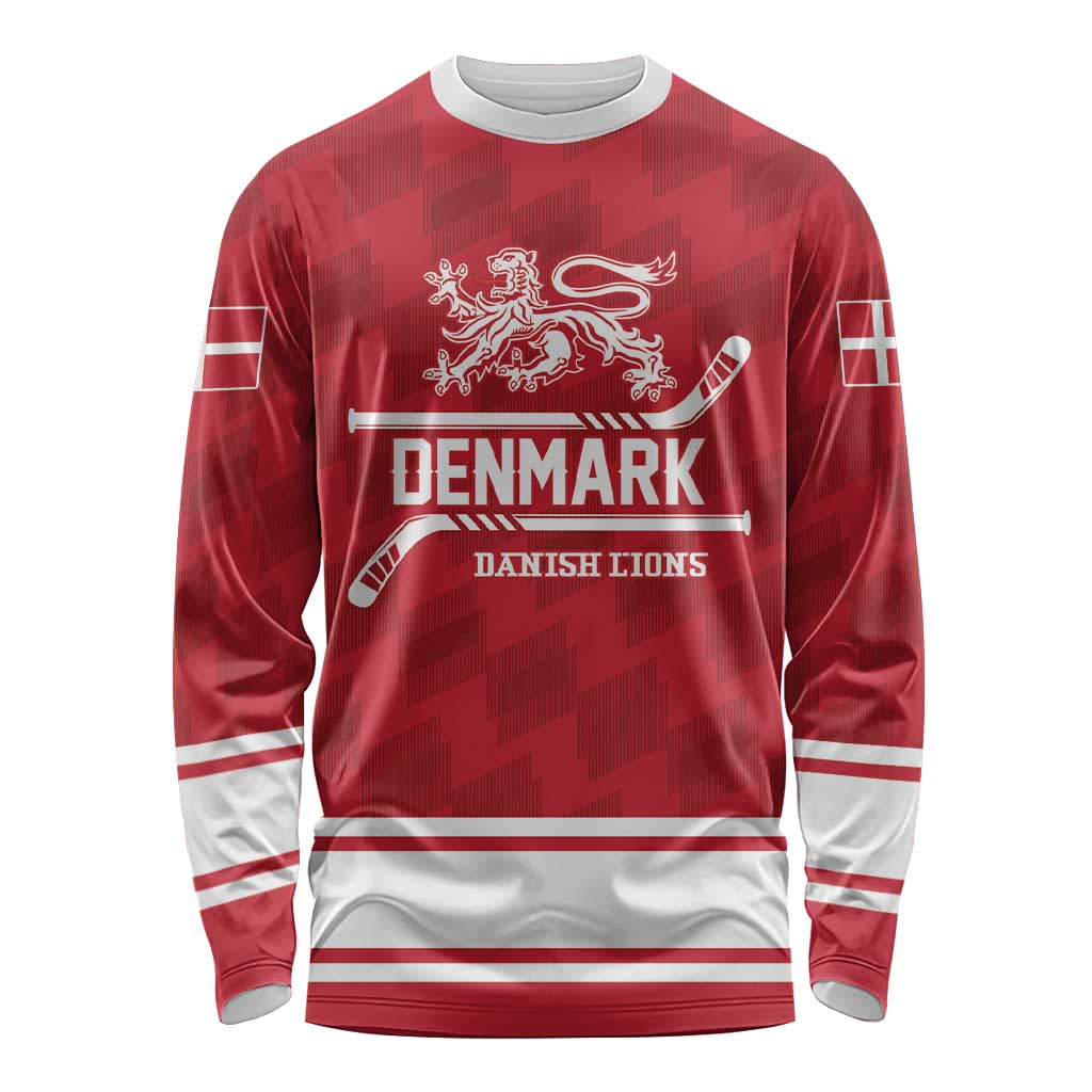 Custom Hockey 2026 Denmark Long Sleeve Shirt Danish Lions Go Champions