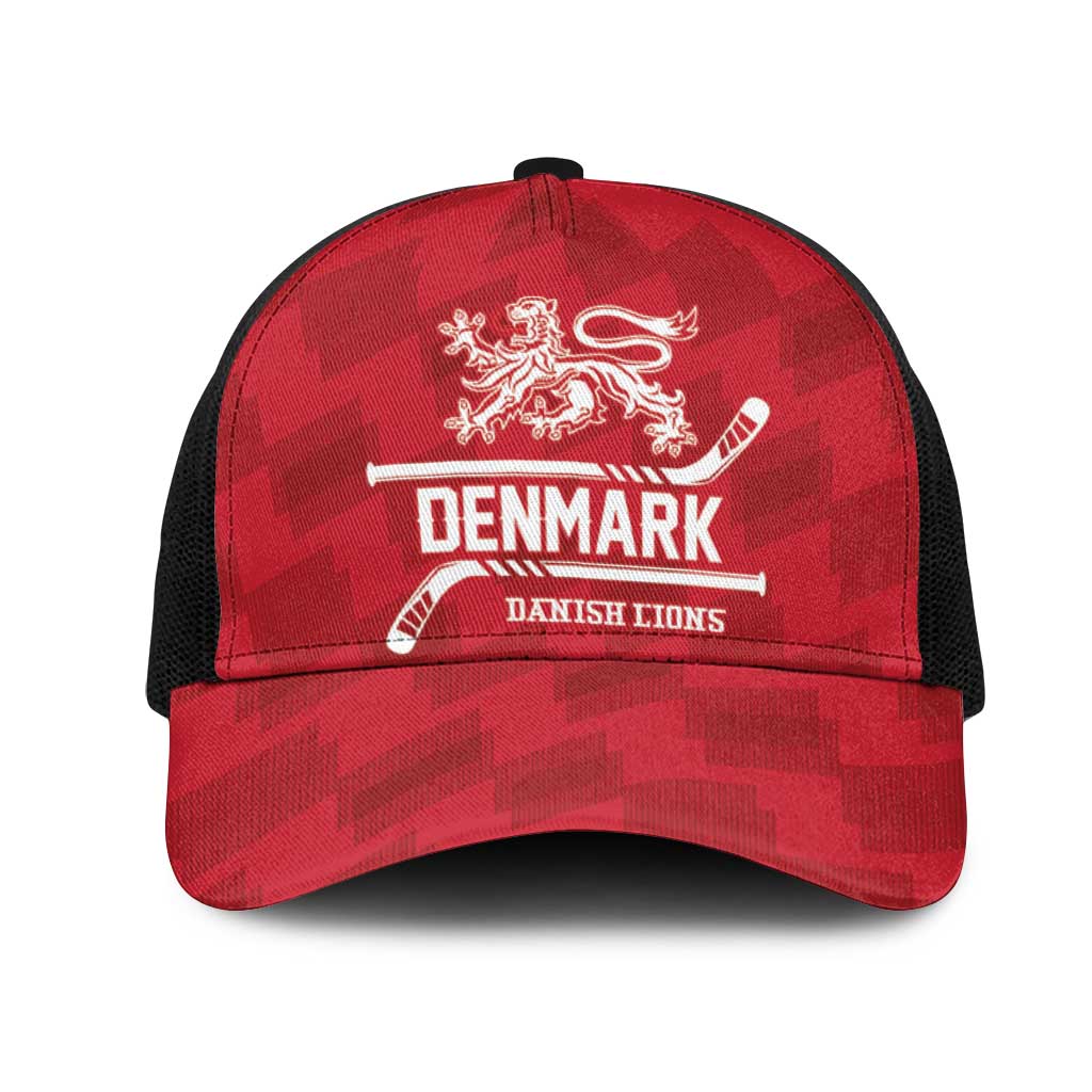 Hockey 2026 Denmark Mesh Trucker Cap Danish Lions Go Champions