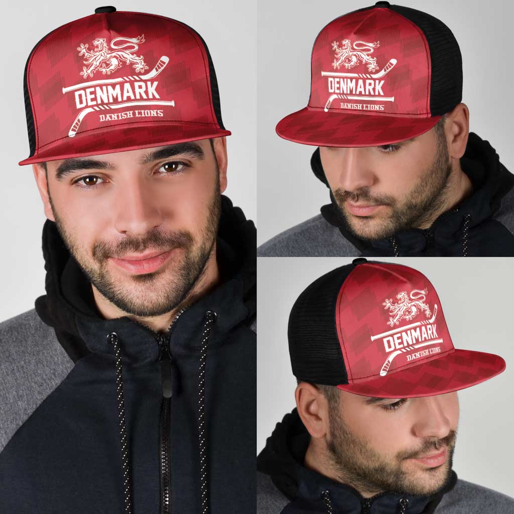 Hockey 2026 Denmark Mesh Trucker Cap Danish Lions Go Champions