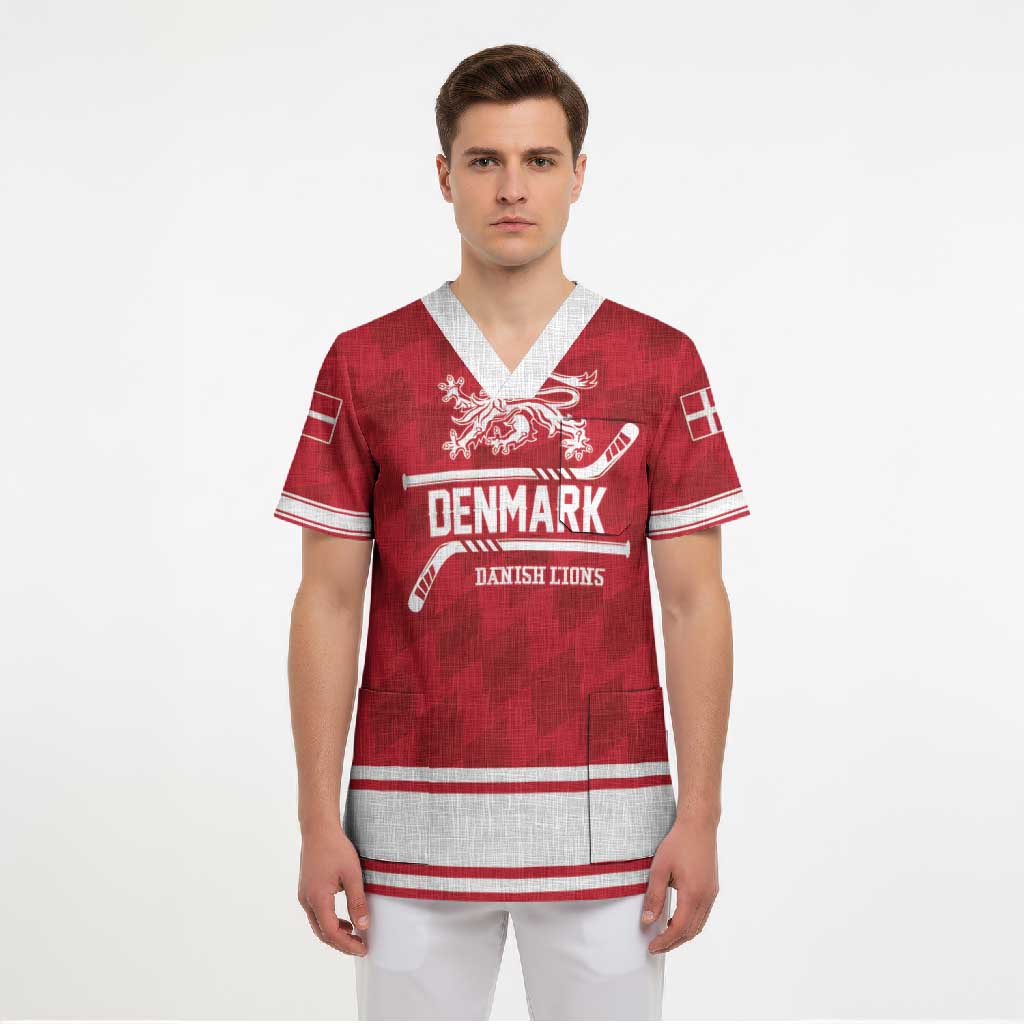 Custom Hockey 2026 Denmark Scrub Top Danish Lions Go Champions